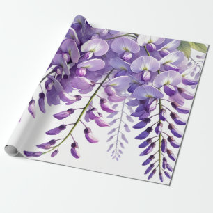 Paarse Wisteria Bloemen Wilde Bloemen Aquarel  Cadeaupapier