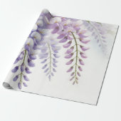 Paarse Wisteria Bloemen Wilde Bloemen Aquarel Cadeaupapier (Uitgerold)