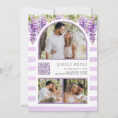 Paarse Wisteria Bloemenboom Foto QR Code Bruiloft Kaart (Achterkant)