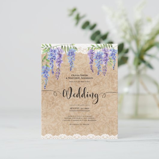 Paarse Wisteria Bloemenbruiloft Rustieke Kraft Kan (Staand voorkant)