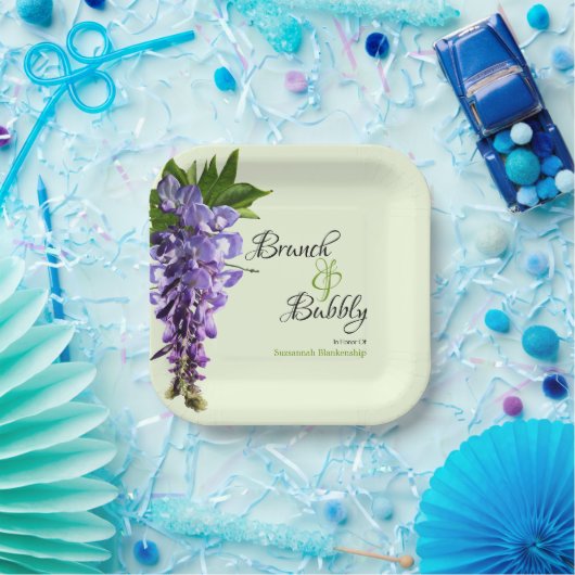 Paarse Wisteria Brunch Bubble Vrijgezellenfeest Gr Papieren Bordje (Feest)