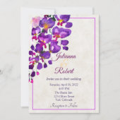 Paarse Wisteria budget bruiloftsinvitation Kaart (Voorkant)