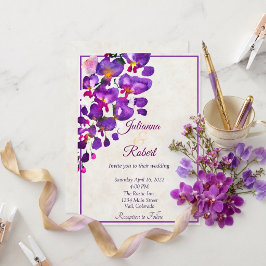 Paarse Wisteria budget trouwuitnodiging Kaart