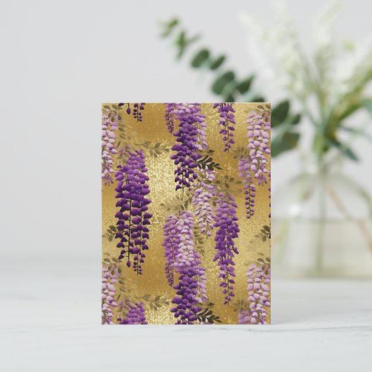 Paarse Wisteria Chiyogami Briefkaart (Staand voorkant)