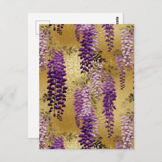 Paarse Wisteria Chiyogami Briefkaart (Voorkant / Achterkant)