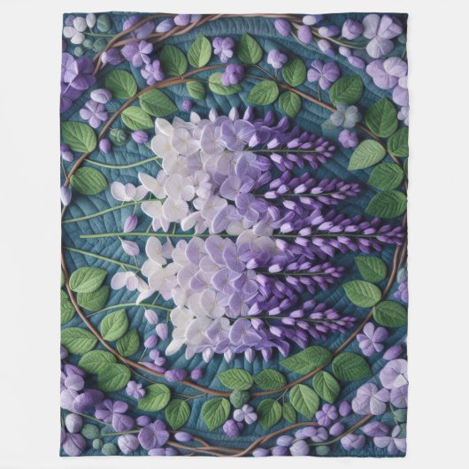Paarse Wisteria Design Fleece Deken (Voorkant)