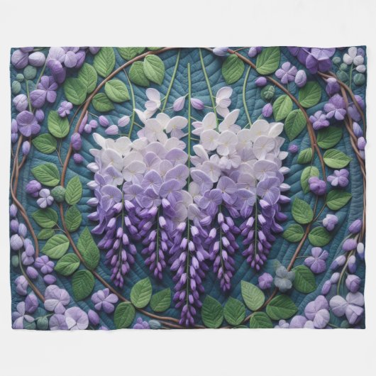 Paarse Wisteria Design Fleece Deken (Voorkant (Horizontaal))