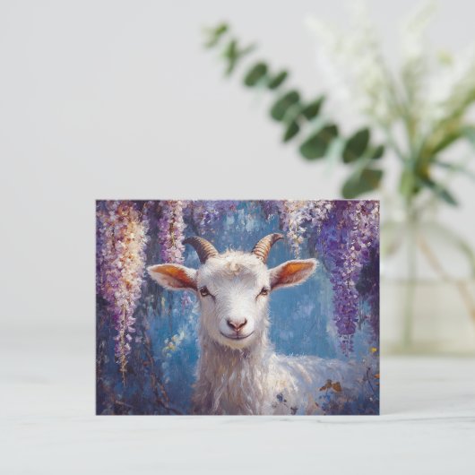 Paarse Wisteria en geitenbloemen Briefkaart (Staand voorkant)