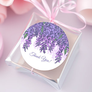 Paarse Wisteria Favor Bedankt Ronde Sticker