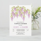 Paarse wisteria floral bruiloft douche kaart (Staand voorkant)
