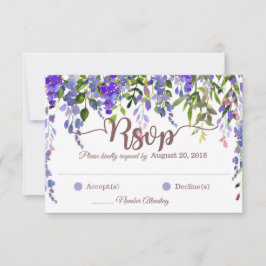 Paarse Wisteria Floral Drop RSVP-kaart RSVP Kaartje