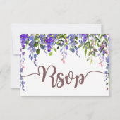 Paarse Wisteria Floral Drop RSVP-kaart RSVP Kaartje (Achterkant)