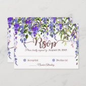 Paarse Wisteria Floral Drop RSVP-kaart RSVP Kaartje (Voorkant / Achterkant)