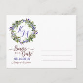 Paarse Wisteria Floral Drop Save the Date Aankondigingskaart (Achterkant)