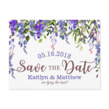 Paarse Wisteria Floral Drop Save the Date