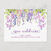 Paarse Wisteria Floral Mijn nieuwe adres aankondig Aankondigingskaart (Voorkant)