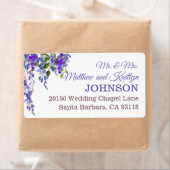 Paarse Wisteria Floral Modern Wedding Label (Insitu)
