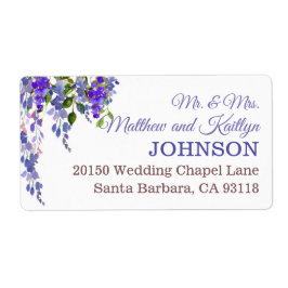 Paarse Wisteria Floral Modern Wedding Label