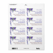 Paarse Wisteria Floral Modern Wedding Label (Full Sheet)