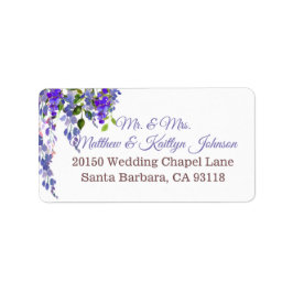 Paarse Wisteria Floral Modern Wedding Label