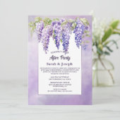 Paarse Wisteria Floral Wedding After Party Kaart (Staand voorkant)