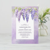 Paarse Wisteria Floral Wedding Kaart (Staand voorkant)