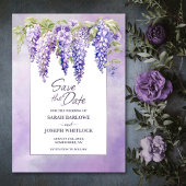 Paarse Wisteria Floral Wedding Save the Date