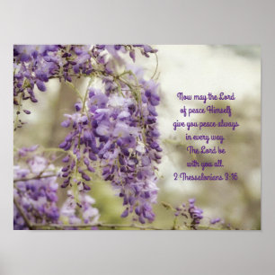 Paarse Wisteria Flowers Art Bible Verse Poster