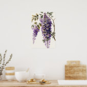 Paarse Wisteria Flowers Art Print Poster (Keuken)