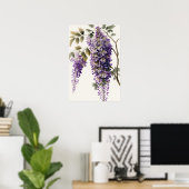 Paarse Wisteria Flowers Art Print Poster (Thuiskantoor)
