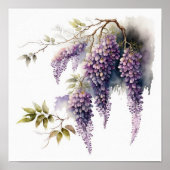 Paarse Wisteria Flowers Art Print Poster (Voorkant)