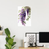 Paarse Wisteria Flowers Art Print Poster (Thuiskantoor)