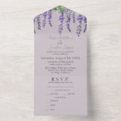 Paarse Wisteria Flowers Elegant Lavender Wedding All In One Uitnodiging (Binnen)