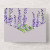 Paarse Wisteria Flowers Elegant Lavender Wedding All In One Uitnodiging (Achterkant)