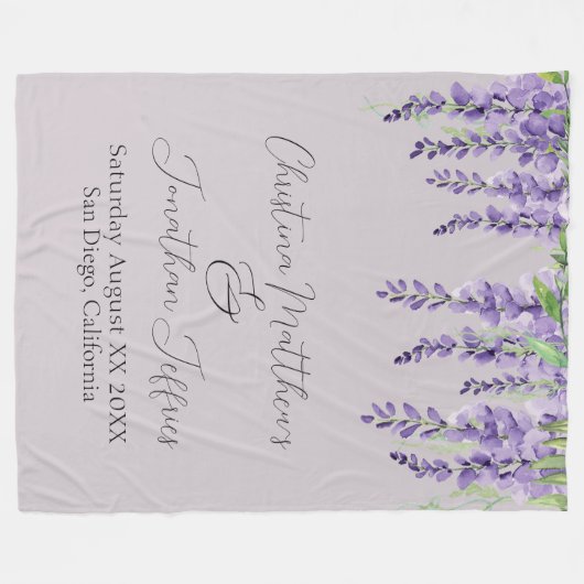 Paarse Wisteria Flowers op Elegant Lavender Fleece Deken (Voorkant (Horizontaal))