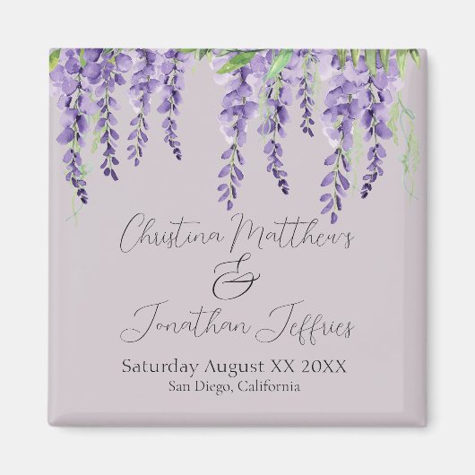 Paarse Wisteria Flowers op Elegant Lavender Magneet (Voorkant)
