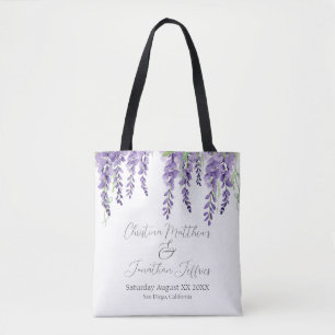 Paarse Wisteria Flowers op Elegant White Tote Bag