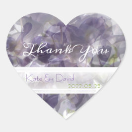 ©Paarse Wisteria fluisteren/bruiloft gunst Dank u Hart Sticker