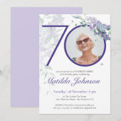 Paarse Wisteria Fotoverrassing 70ste Verjaardagsfe Kaart (Voorkant / Achterkant)