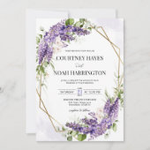 Paarse Wisteria geometrische huwelijksuitnodiging Kaart (Voorkant)