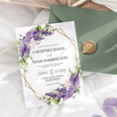 Paarse Wisteria geometrische huwelijksuitnodiging Kaart