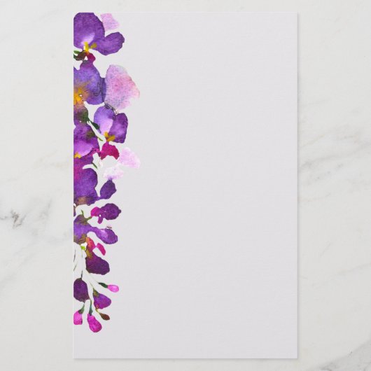 Paarse wisteria gepersonaliseerd briefpapier (Achterkant)