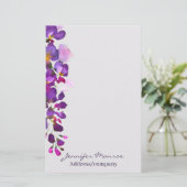 Paarse wisteria gepersonaliseerd briefpapier (Staand voorkant)
