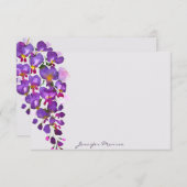 Paarse wisteria gepersonaliseerd notitiekaartje (Voorkant / Achterkant)