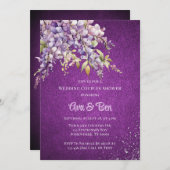 Paarse Wisteria Glitter Bruiloft Couples Bruidsfee Kaart (Voorkant / Achterkant)