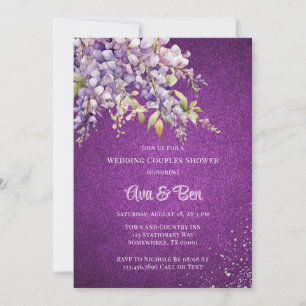 Paarse Wisteria Glitter Bruiloft Couples Bruidsfee Kaart