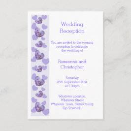 Paarse Wisteria Heart Design bruiloft receptie Informatiekaartje