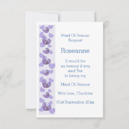 Paarse Wisteria Heart Maid of Honor Verzoek Kaart