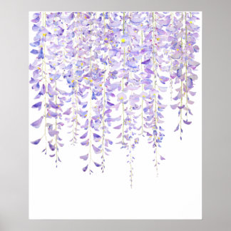paarse wisteria in bloom waterverf 2021 poster