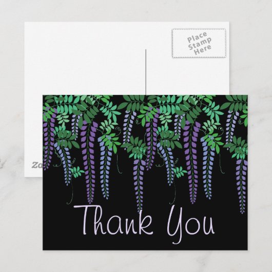 Paarse Wisteria Japans Floral Kimono Briefkaart (Voorkant / Achterkant)